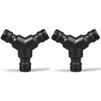 Plastic Snap On Hose Splitter (3 Way) Y Male Garden Hose Connector Y-Connector 2 Pack
