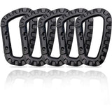 5 Pack Plastic Carabiners - Black - D-Shaped