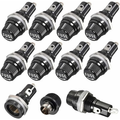 10 pcs 5 X 20Mm Fuse Holder Ac 10A 250V Black Screw Cap Fuse Holder, Panel Mount Screw Cap Fuse Holder