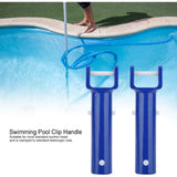 2 pcs V-Shaped Head Handle, Blue Swimming Pool V-Shaped Clip Brush Head Handle Replacement Pool Accessories - Side View