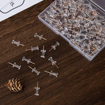 100 pcs Clear Plastic Head Push Pins, ROse Gold Push Pins, Wall Push Pins, Cork Board Push Pins, I-Shaped Pin For