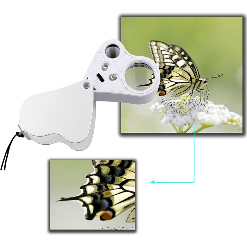 LED Illuminated Jeweler'S Loupe Dual Focus Magnifier, 60X, 12Mm And 30X