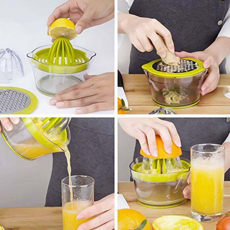 Multifunction Manual Juicer, 4 In 1 Citrus Juicer For Oranges, Lemons, Citrus Fruits, With 1 Reamer, Engraved