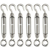 6 pcs Wire Tensioner M4 Stainless Steel Adjustable Turnbuckle Hook And Eye Set Heavy Duty