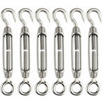 6 pcs Wire Tensioner M4 Stainless Steel Adjustable Turnbuckle Hook And Eye Set Heavy Duty