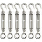 6 pcs Wire Tensioner M4 Stainless Steel Adjustable Turnbuckle Hook And Eye Set Heavy Duty