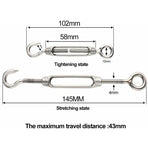 6 pcs Wire Tensioner M4 Stainless Steel Adjustable Turnbuckle Hook And Eye Set Heavy Duty
