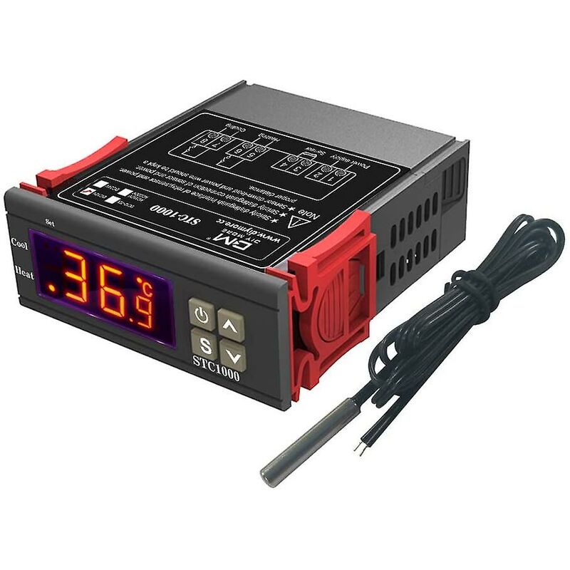 Stc-1000 Temperature Controller, 12V 10A Multi-Purpose Digital Thermostat With Ntc Probe For Fermentation Hatch,