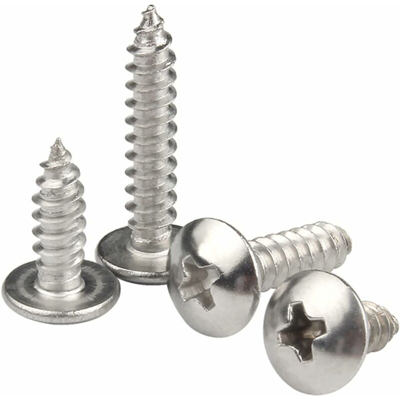 M4 X 25Mm 40 pcs ROund Head Wood Screws 304 Stainless Steel Cross Recessed Mushroom Head Self Tapping Screws Fasteners