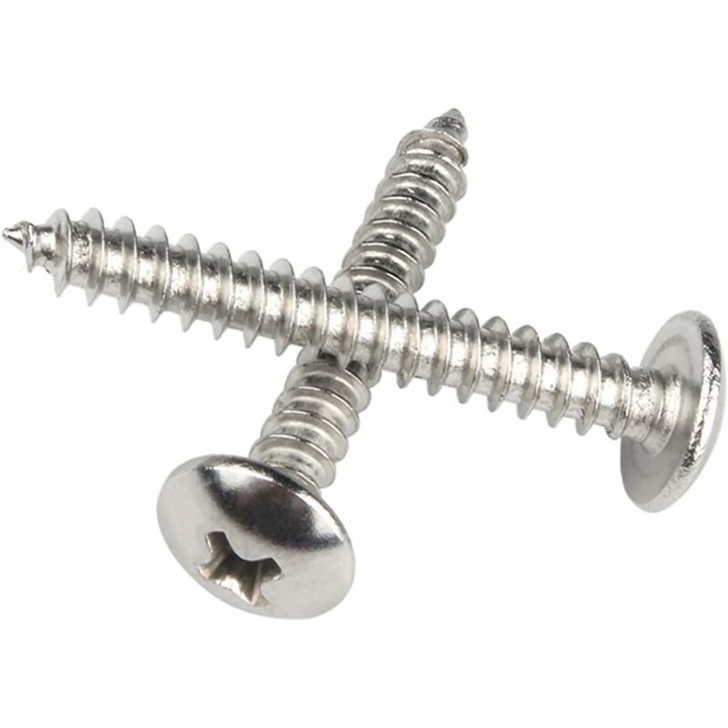 M4 X 25Mm 40 pcs ROund Head Wood Screws 304 Stainless Steel Cross Recessed Mushroom Head Self Tapping Screws Fasteners
