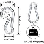 4 pcs Heavy Duty Carabiner Hooks For Sports, Locking Dogs, Hammock Swing, 304 Stainless Steel, 8Mm Thickness