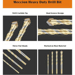 Multi-Material Drill Bit Set With Double Groove Carbide Tip For Tile, Concrete, Brick, Glass, Plastic, Wood, Metal,