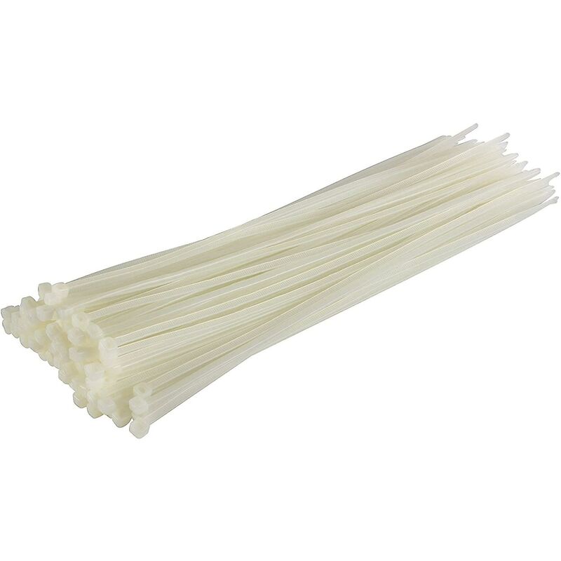 100 Pack Cable Ties, White/Natural, 370Mm X 4.8Mm, Premium Quality Plastic Cable Ties