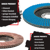 Compartment Discs │ Blue │ 10 Pieces │ Ø 125 Mm │ Grain 73 │ Stainless Steel │ Abrasive Discs │ Flap Discs