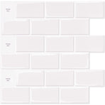 10 pcs White Subway Tiles Self Adhesive Kitchen Bathroom Backsplash 3D Vinyl Brick Adhesive Paper 30X30Cm
