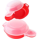 2 Pack Microwave Egg Cooker 1 Minute Hamburg Omelette Maker Kitchen Tool (Red & Clear)