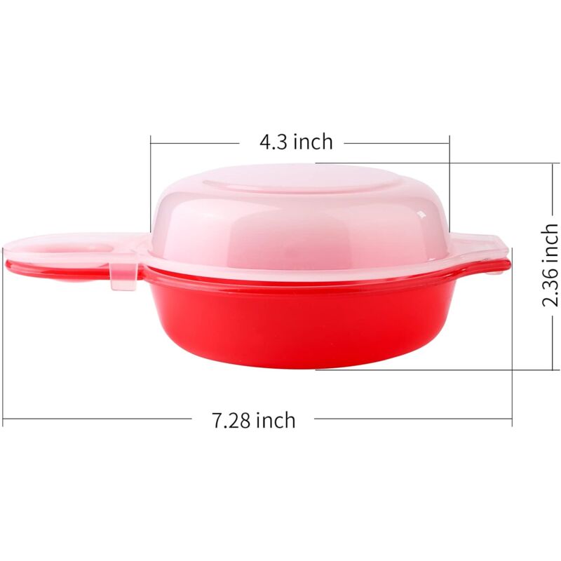 2 Pack Microwave Egg Cooker 1 Minute Hamburg Omelette Maker Kitchen Tool (Red & Clear)