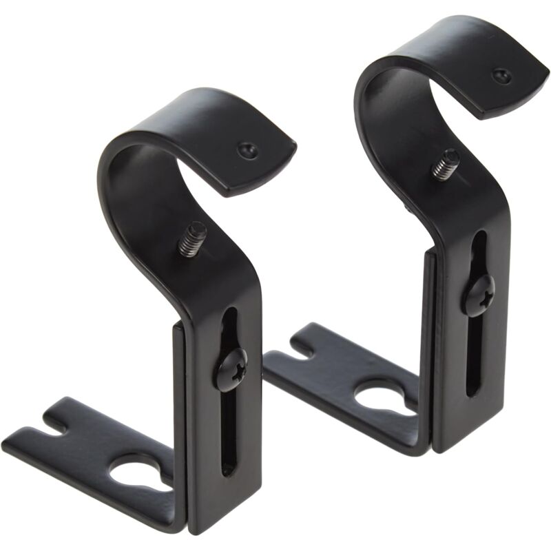 Adjustable Curtain ROd Wall Bracket, 2 Pack, Black