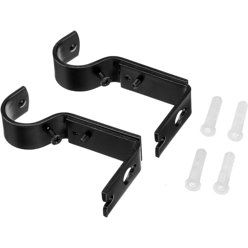 Adjustable Curtain ROd Wall Bracket, 2 Pack, Black