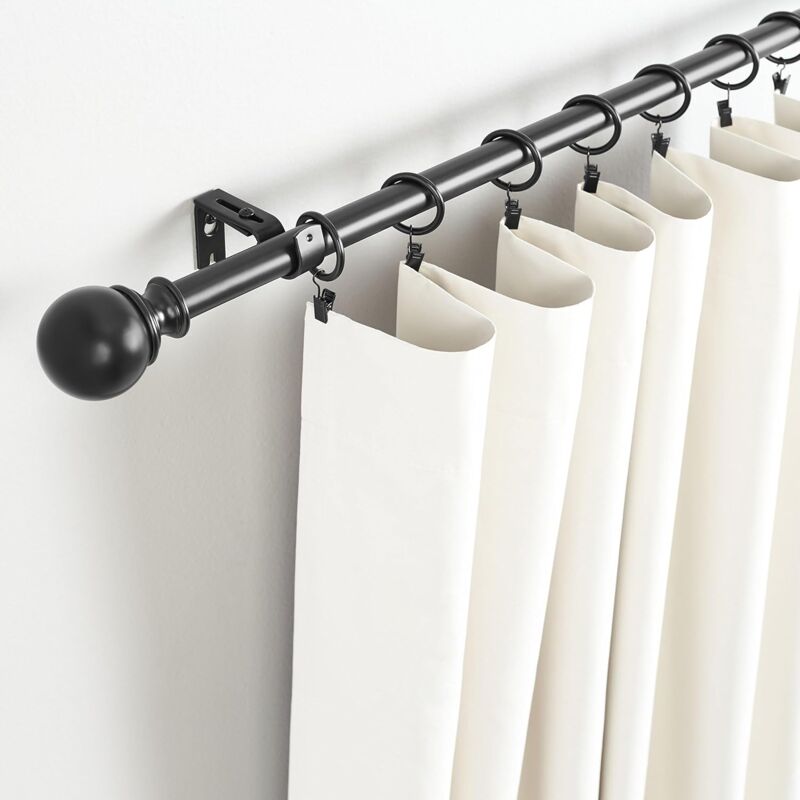 Adjustable Curtain ROd Wall Bracket, 2 Pack, Black