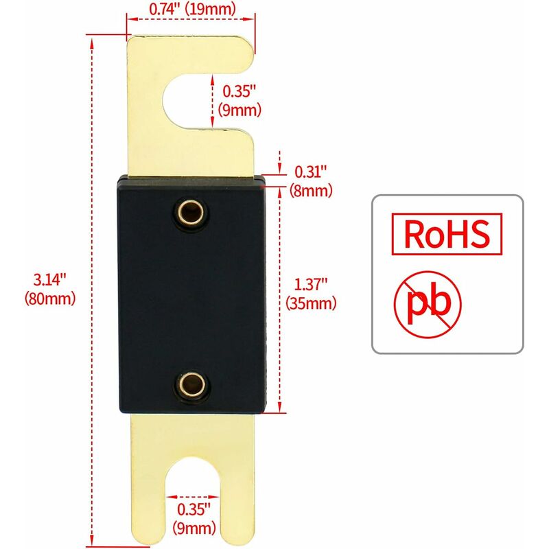 2 Pack Anl Fuse - 80A - For Car Audio System - Black And Gold