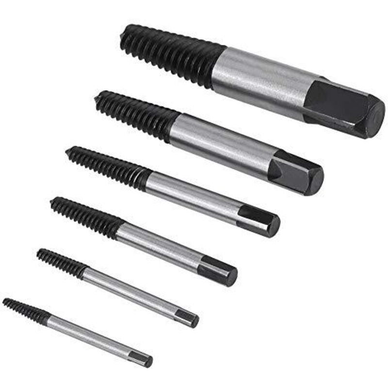 6 pcs Steel Broken Screw Extractors, Studs, DAmaged Broken Bolts 4Mm-22Mm