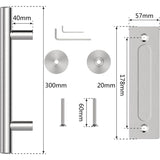 30Cm Sliding Door Handle Set, Stainless Steel Sliding Door Handle, Large Rustic Size, Suitable For Gates, Garages, - Side View