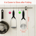 Stainless Steel Potato Masher, Professional Manual Potato Ricer With Non-Slip Handle, Foldable Apple Masher For Fruits,