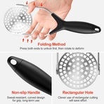 Stainless Steel Potato Masher, Professional Manual Potato Ricer With Non-Slip Handle, Foldable Apple Masher For Fruits,