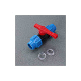 Mdpe Plastic Ball Valve - Compression Pipe Fitting With Inline Ball Valve - For Use With Water Pipe - 32Mm - Side View