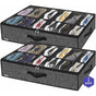 2 Pack Shoe Storage Bag With Clear Window - 12 Compartment Shoe Organizer For Under Bed Storage, Black Linen Fabric