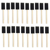 25 pcs Foam Sponges Paint Wooden Handle Flexible Poly Foam Brush Angled Brush For Acrylics Stains Varnishes Crafts Art