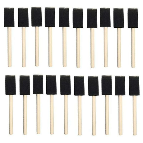 25 pcs Foam Sponges Paint Wooden Handle Flexible Poly Foam Brush Angled Brush For Acrylics Stains Varnishes