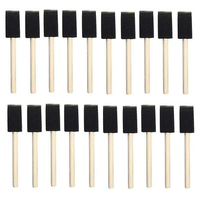 25 pcs Foam Sponges Paint Wooden Handle Flexible Poly Foam Brush Angled Brush For Acrylics Stains Varnishes Crafts Art