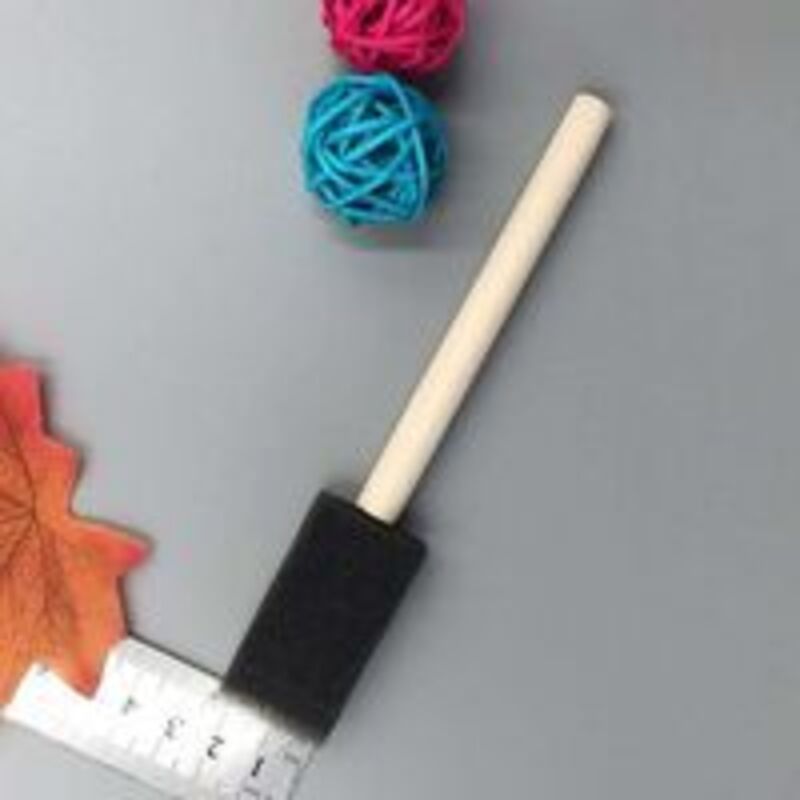 25 pcs Foam Sponges Paint Wooden Handle Flexible Poly Foam Brush Angled Brush For Acrylics Stains Varnishes Crafts Art