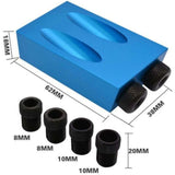 15 Degree Angle Drilling Kit For Wood With Guide Template Drill Bits And Holes 6/8/10Mm - Front View