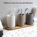 Bathroom Tumbler, Toothbrush Holder, 3 pcs Set, Food Grade Plastic, Absolutely Unbreakable (White, Gray, Brown)