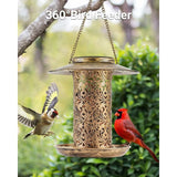 Solar Bird Feeder Metal, Outdoor Bird Feeder Lantern Bird Feeder Waterproof Bird Feeder Wild Bird Food Dispenser - Side View