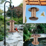 Solar Bird Feeder Metal, Outdoor Bird Feeder Lantern Bird Feeder Waterproof Bird Feeder Wild Bird Food Dispenser - Top-Down View