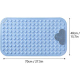 Non-Slip Shower Mat 70 X 40Cm Massage Bath Mat, Bath Mat With Drainage Holes And Suction Cups - Blue - Front View