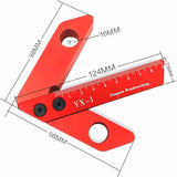 Woodworking Measuring Tool, Line Gauge Center, 45/90 Degree Right Angle Line Gauge Carpenter Ruler - Front View