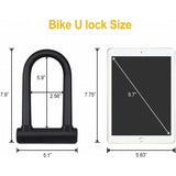 Bicycle U-Lock + Steel Cable Lock With Bracket 2 In 1 Flexible U-Lock Steel Cable - Side View