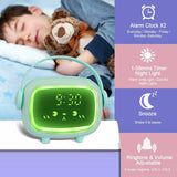 Kids Digital Alarm Clock For Girls Boys, Angel Digital Alarm Clock With Lights And Snooze Function (Green) - Front View