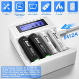 Lcd Fast Battery Charger, 4 Slots Universal Aa/Aaa Battery Charger, For 4 Ni-Mh/Ni-Cd Batteries(Usb Port) - Front View