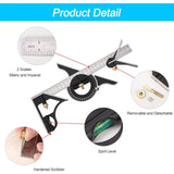Metal Combination Square Multi-Function Carpentry Ruler Combination Angle Ruler With Zero Level Protractor Straight - Side View