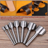 7 pcs Half ROund Diy Leather Craft Tools Arc Shape Belt End Cutter Leather Strap Semicircle Punch Tools (10-40Mm) - Top-Down View