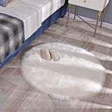 Faux Sheepskin Faux Lambskin Rug Fluffy Soft Longhair Decorative Sofa Chair Cushion Mat (White, 45X45Cm) - Front View