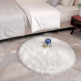 Faux Sheepskin Faux Lambskin Rug Fluffy Soft Longhair Decorative Sofa Chair Cushion Mat (White, 45X45Cm) - Side View