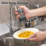 Soap Dispensing Dish Brush, Kitchen Hand Brush For Cleaning Dishes, Pots, Pans And Sinks -- Gray V014Dcbgre One Size - Side View