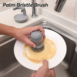 Soap Dispensing Dish Brush, Kitchen Hand Brush For Cleaning Dishes, Pots, Pans And Sinks -- Gray V014Dcbgre One Size - Top-Down View